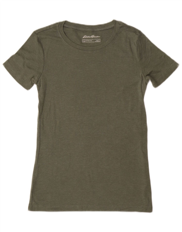 Camiseta feminina EDDIE BAUER Reino Unido 10 algodão cáqui pequeno