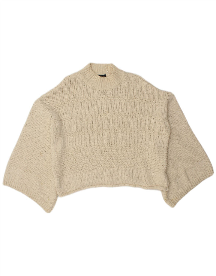Topshop suéter feminino grande com gola de tartaruga Reino Unido 8 pequeno off white