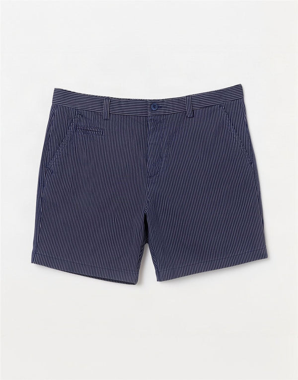 Shorts chino feminino Marks & Spencer Reino Unido 14 grande W32 risca de giz azul marinho