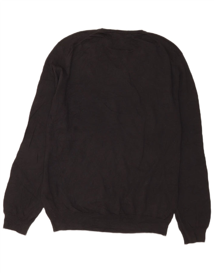 Suéter masculino Massimo Dutti com decote em V médio algodão preto