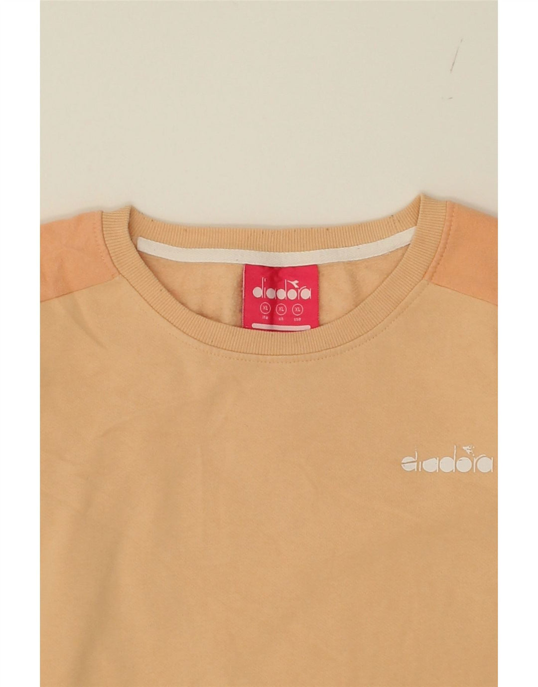 DIADORA Womens Sweatshirt Jumper UK 18 XL Beige Colourblock Vintage Diadora and Second-Hand Diadora from Messina Hembry 