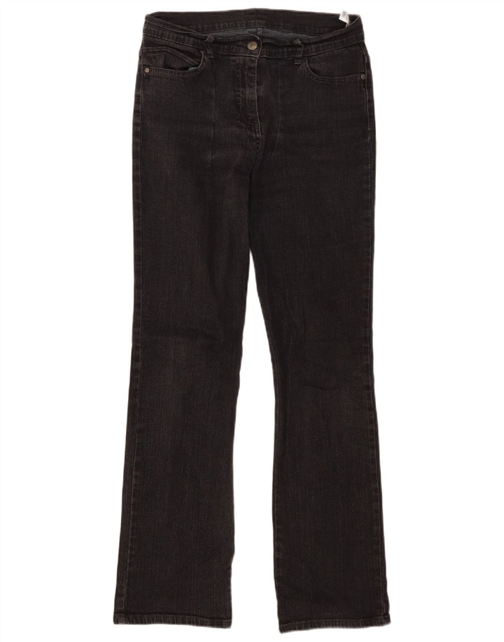 Jeans feminino Marks & Spencer Bootcut Reino Unido 10 pequeno W30 L29 algodão preto