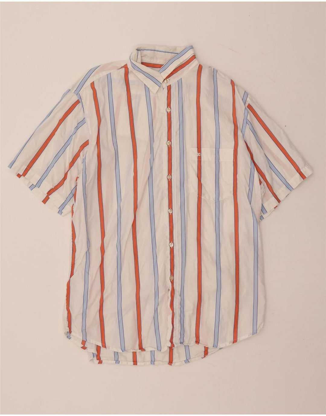 Camisa masculina de manga curta ENRICO COVERI tamanho 42 listrado branco grande