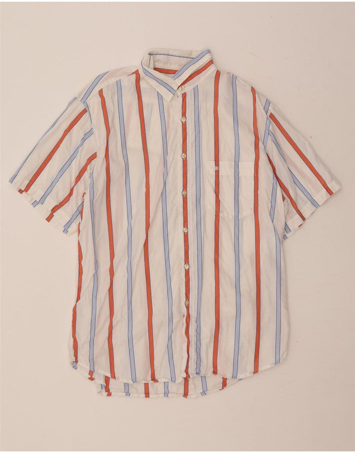 Camisa masculina de manga curta ENRICO COVERI tamanho 42 listrado branco grande