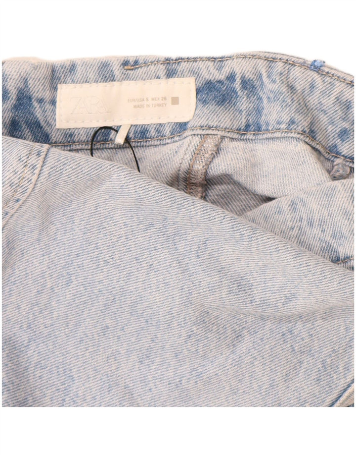 Top espartilho jeans feminino Zara Reino Unido 8 algodão azul pequeno