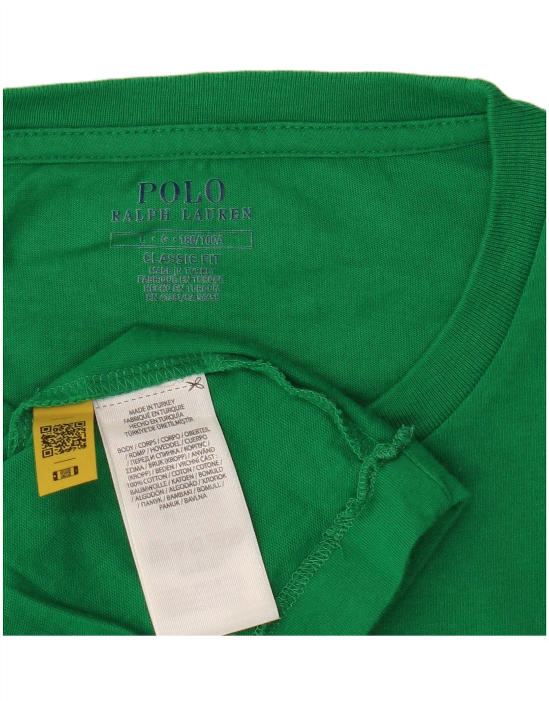 POLO RALPH LAUREN Camiseta masculina de ajuste clássico top grande algodão verde
