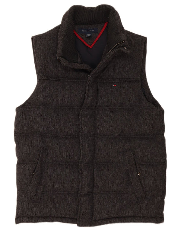 Colete acolchoado masculino Tommy Hilfiger UK 34 XS cinza espinha de peixe