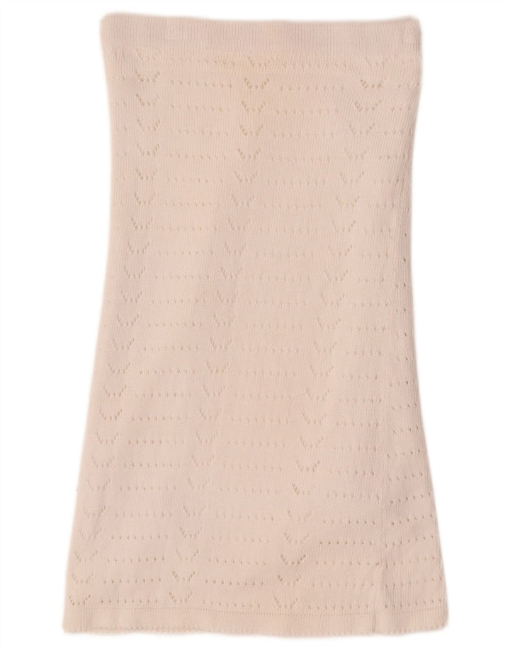 Saia feminina VINTAGE em malha A-Line W28 médio branco