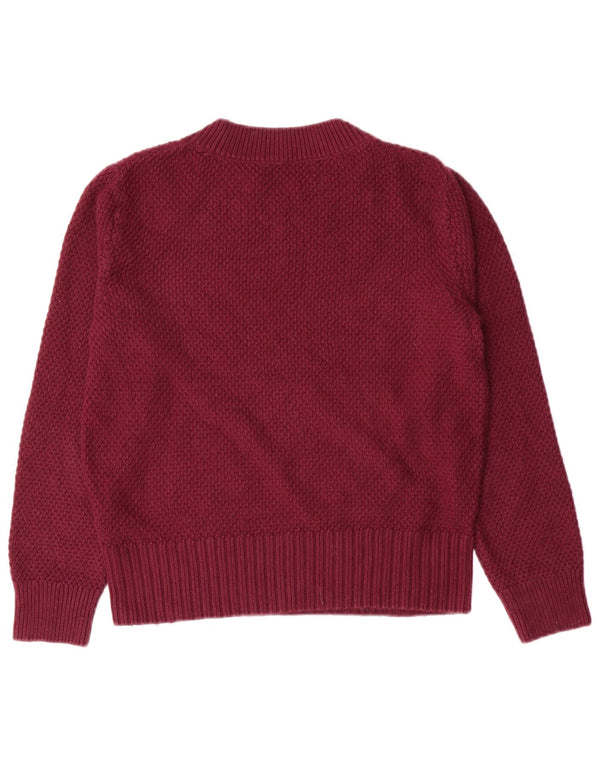 Marks & Spencer Womens Crop Crew Neck Jumper Sweater UK 8 Small Maroon