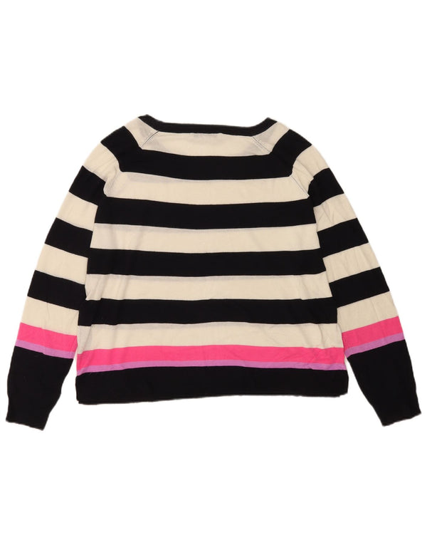 Suéter feminino Zara com gola canoa e viscose listrada branca média Reino Unido 14
