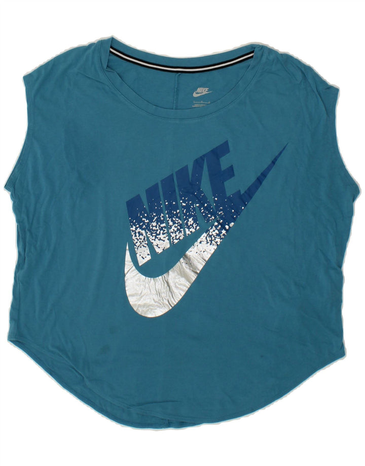 NIKE Womens Oversized Graphic T-Shirt Top UK 16 Large Blue Cotton Vintage Nike and Second-Hand Nike from Messina Hembry 