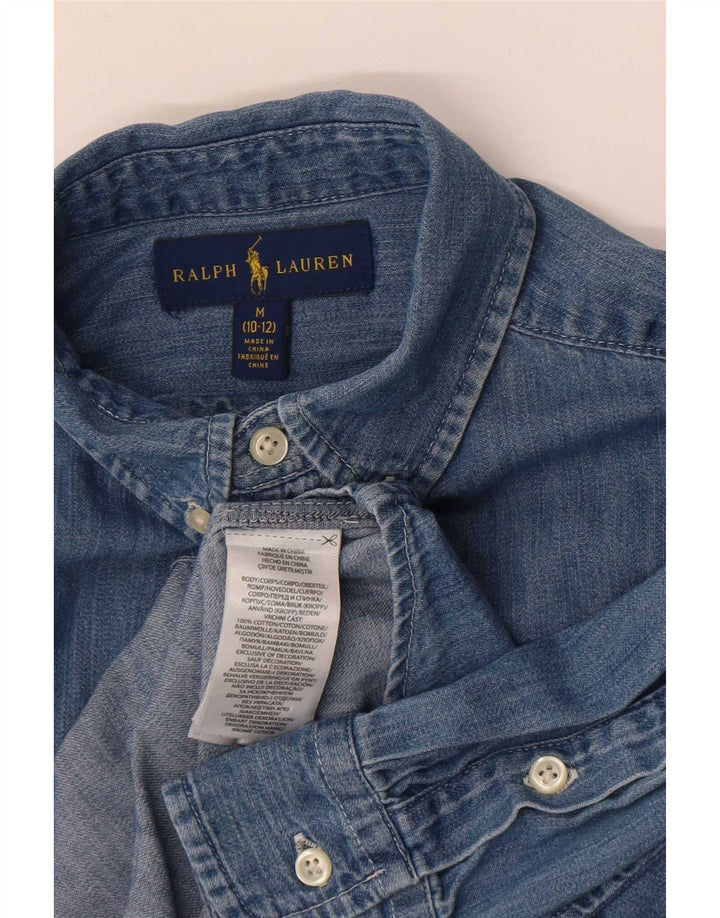 Ralph Lauren Camisa jeans masculina 10-11 anos algodão azul médio