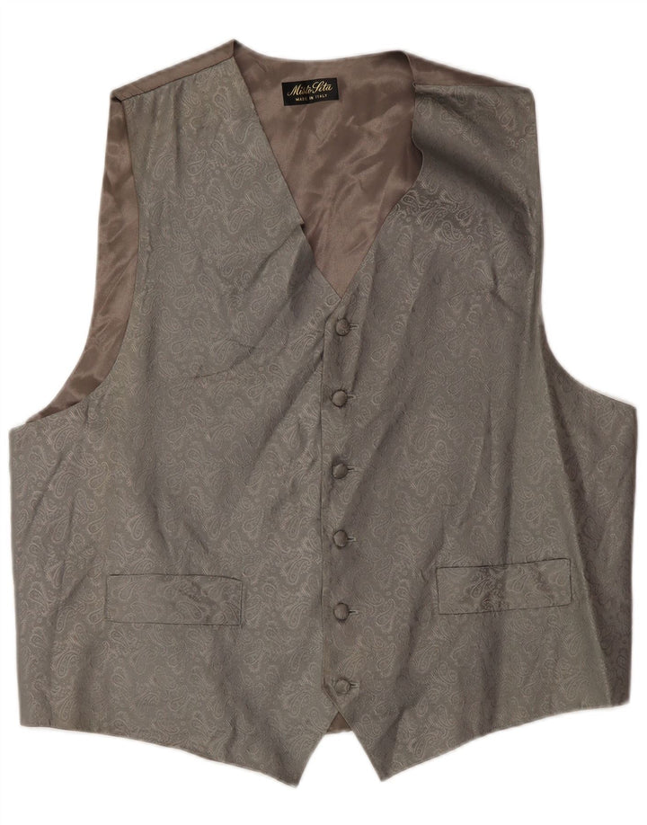 Colete Vintage Masculino Grande Cinza Paisley