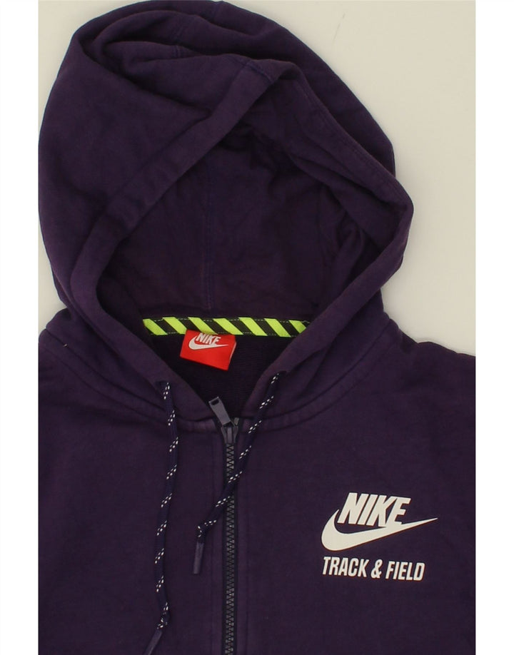 NIKE Womens Crop Graphic Zip Hoodie Sweater UK 14 Medium Purple Vintage Nike and Second-Hand Nike from Messina Hembry 