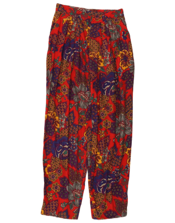 Calça feminina Benetton cintura alta cortada IT 42 médio W26 L26 vermelho floral