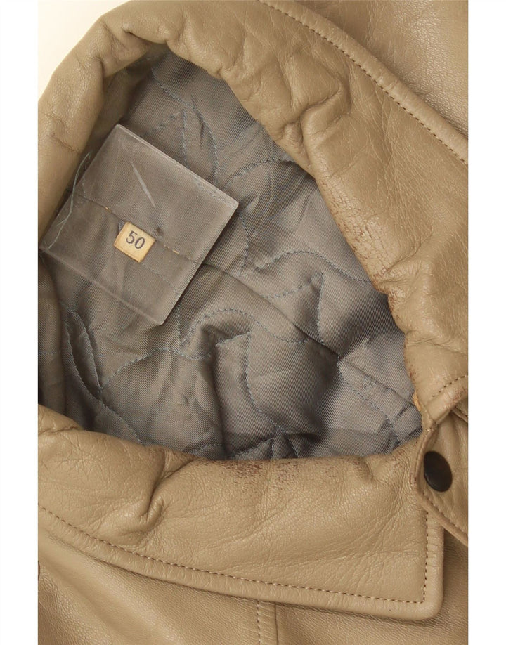 Jaqueta de couro masculina vintage IT 50 grande marrom