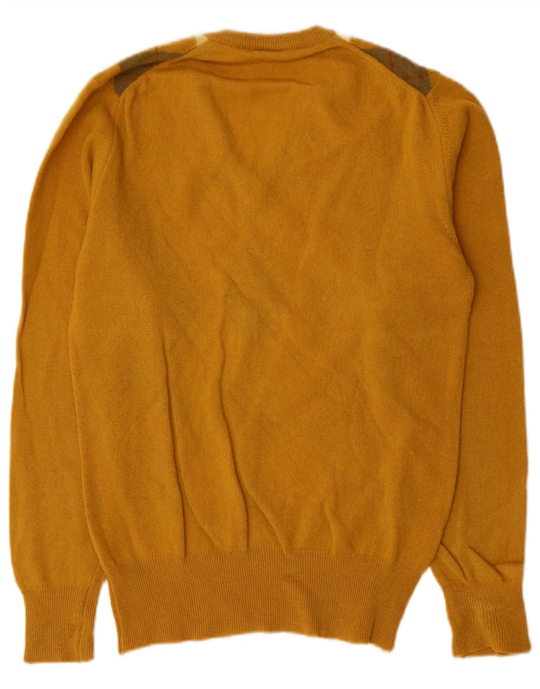 Suéter masculino Cutty Sark com decote em V pequeno amarelo Argyle/lã diamante