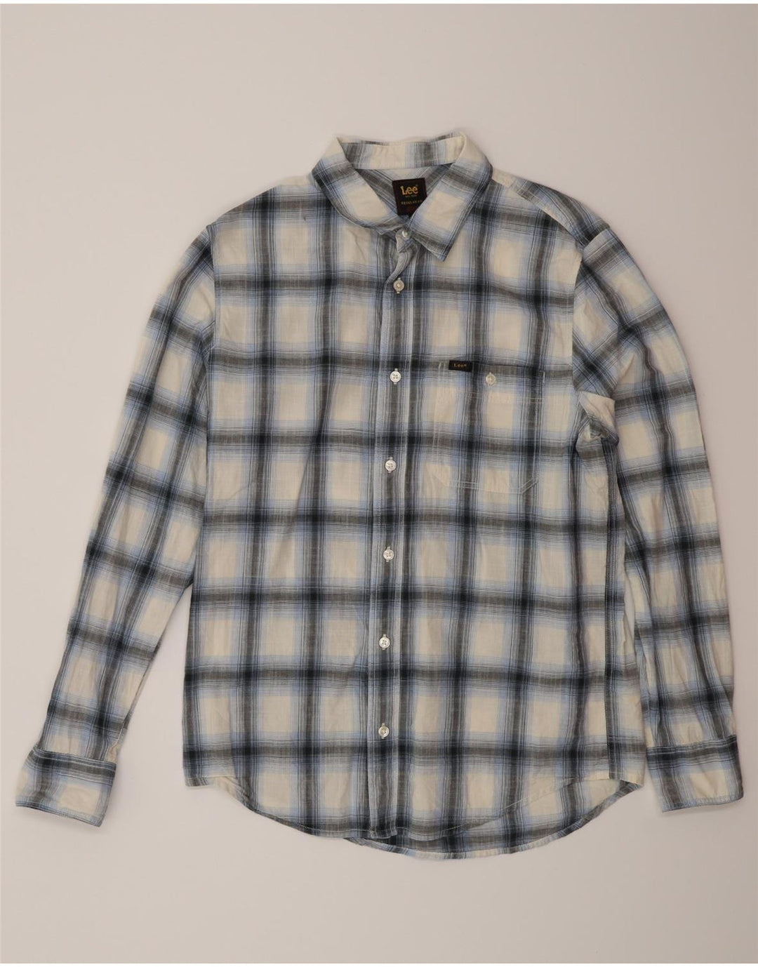 Camisa masculina Lee Regular Fit de algodão xadrez azul médio