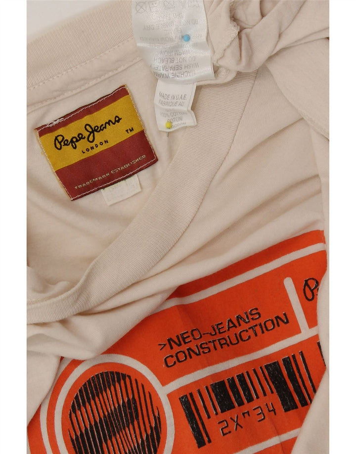 Camiseta masculina PEPE Jeans gráfica top médio off white algodão