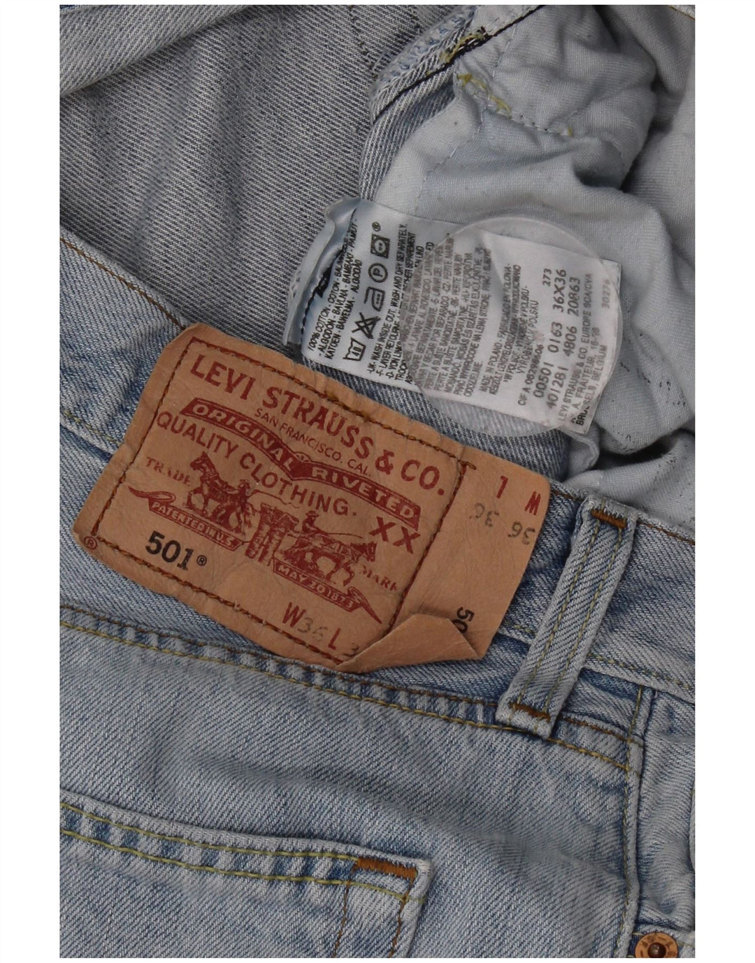 Calça jeans masculina Levi's 501 Straight W36 L28 azul algodão