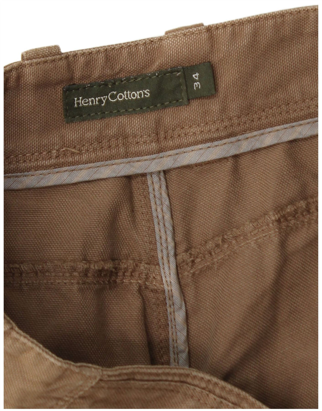HENRY COTTONS Calça masculina reta casual W34 L34 algodão bege
