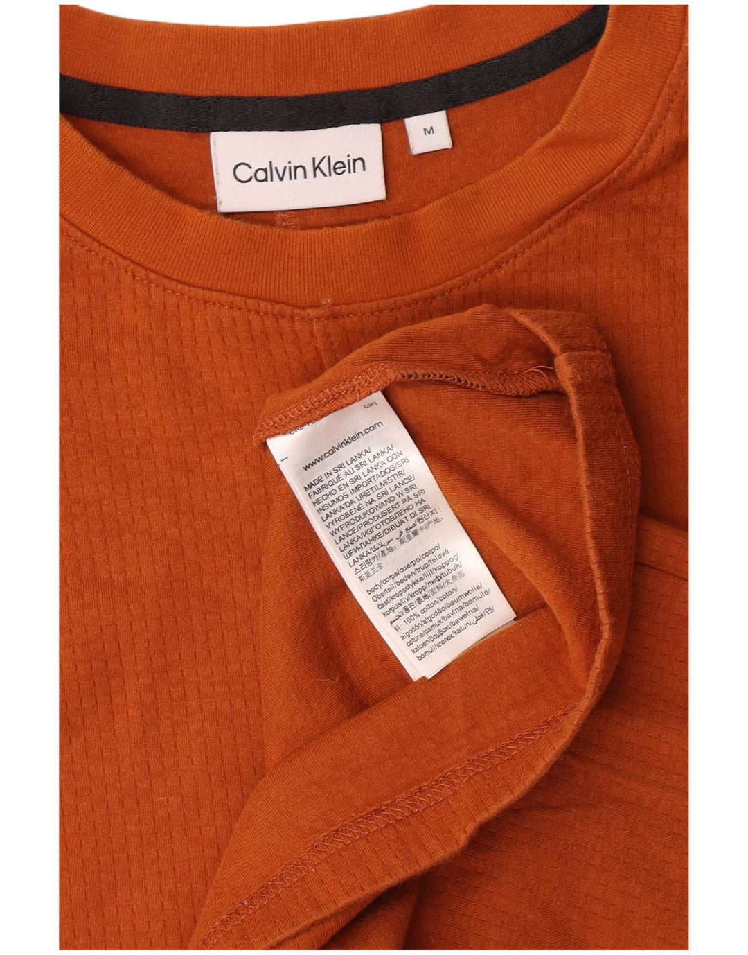 Calvin Klein Mens Camiseta Top Médio Algodão Laranja