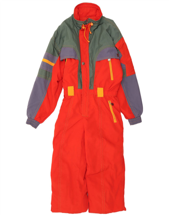 Noventa e oito macacão de esqui masculino Reino Unido 40 poliéster colorblock vermelho médio