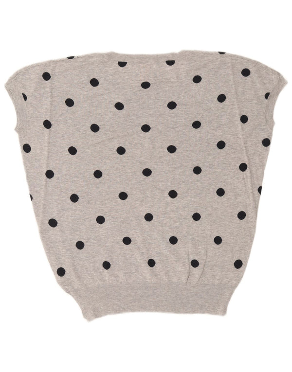 Suéter feminino Sun68 de manga curta com gola redonda Reino Unido 10 pequeno cinza