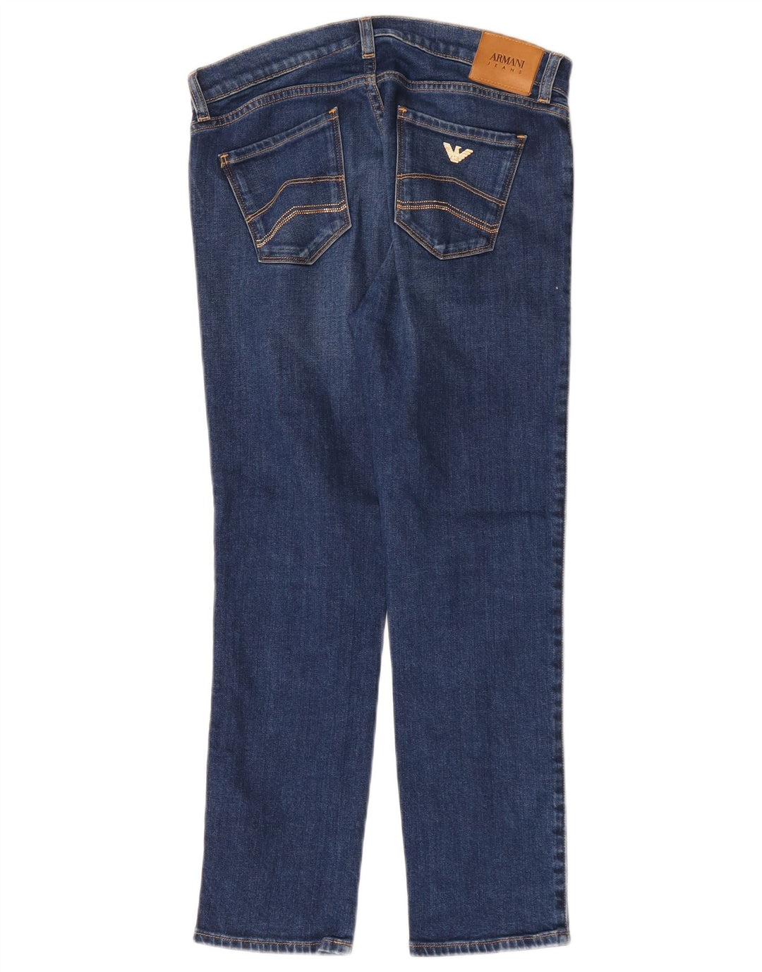 Calça jeans reta feminina Armani W30 L25 algodão azul