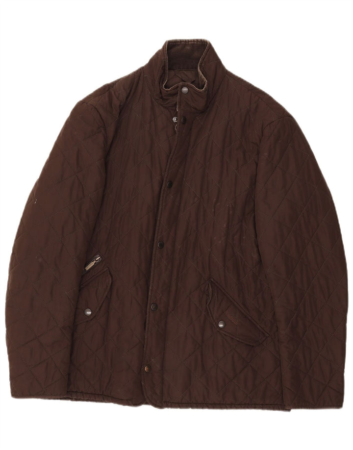 Jaqueta acolchoada masculina BARBOUR UK 40 grande poliéster marrom