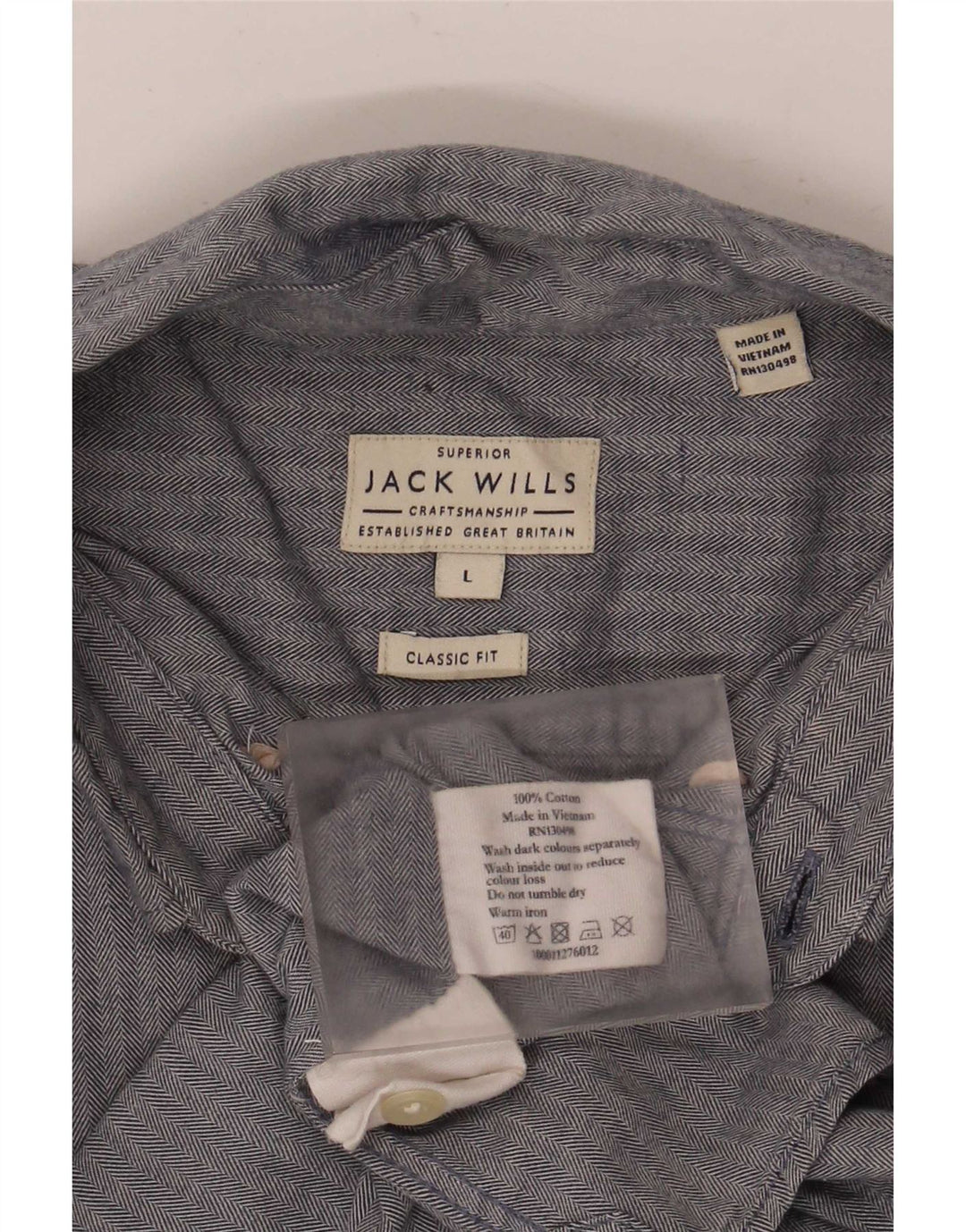 Camisa masculina clássica de ajuste Jack Wills grande algodão espinha de peixe azul