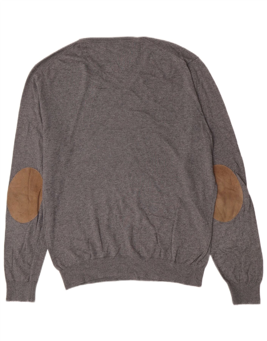 Suéter masculino Massimo Dutti com decote em V grande algodão cinza clássico