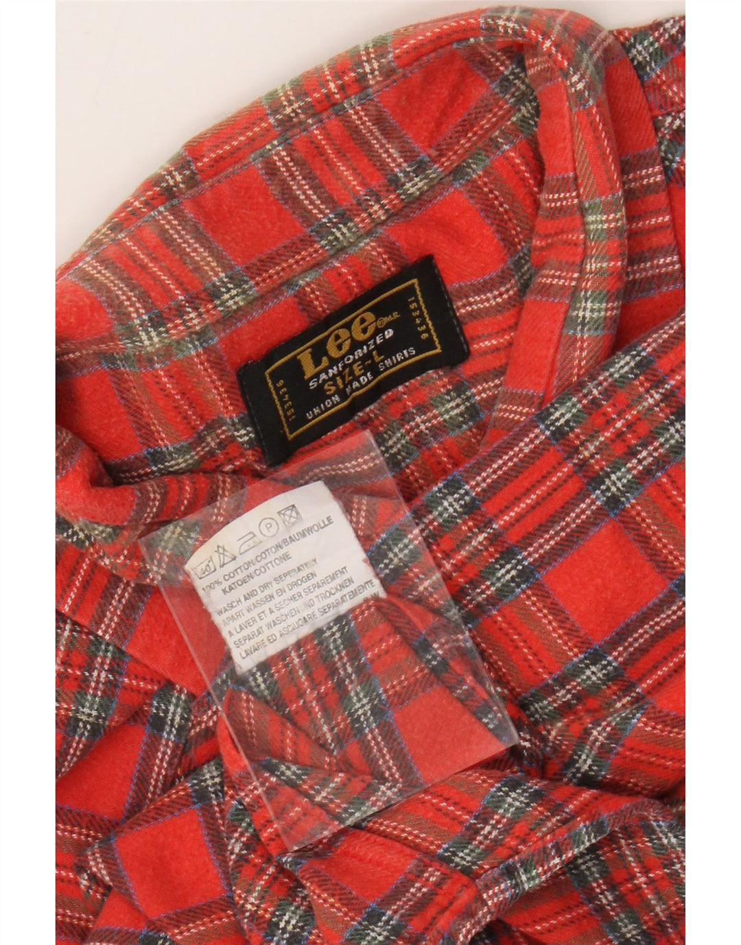 Camisa masculina de flanela LEE grande algodão xadrez vermelho