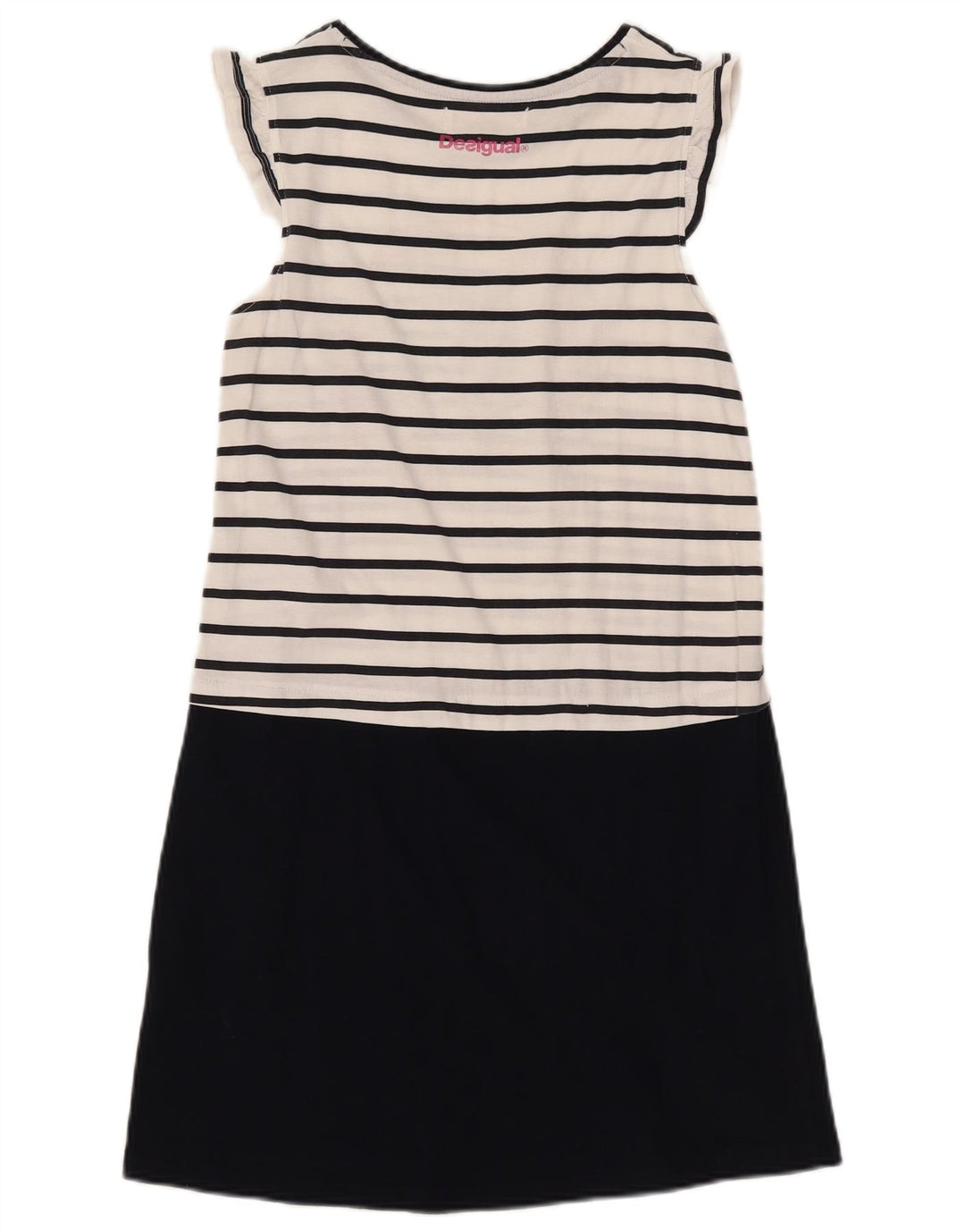 Desigual Vestido Básico Gráfico Menina 13-14 Anos Listrado Branco Algodão