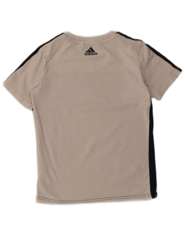 Adidas Boys Graphic T-Shirt Top 9-10 Years White Colourblock Cotton