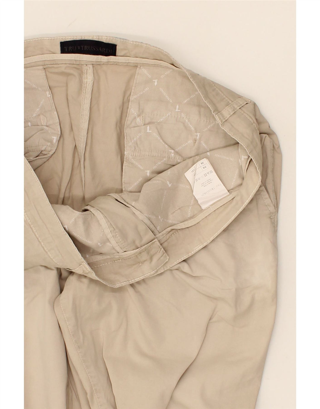 TRUSSARDI Womens Straight Chino Trousers W36 L27 Beige Cotton Vintage Trussardi and Second-Hand Trussardi from Messina Hembry 