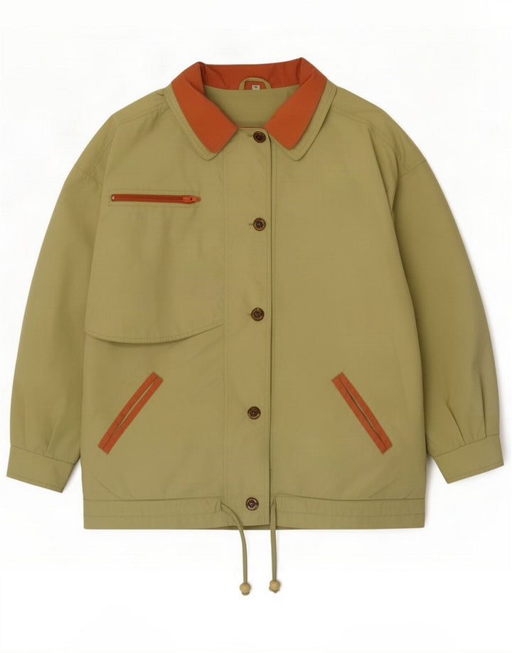 Jaqueta utilitária feminina vintage UK 18 XL Khaki Colourblock Poliéster