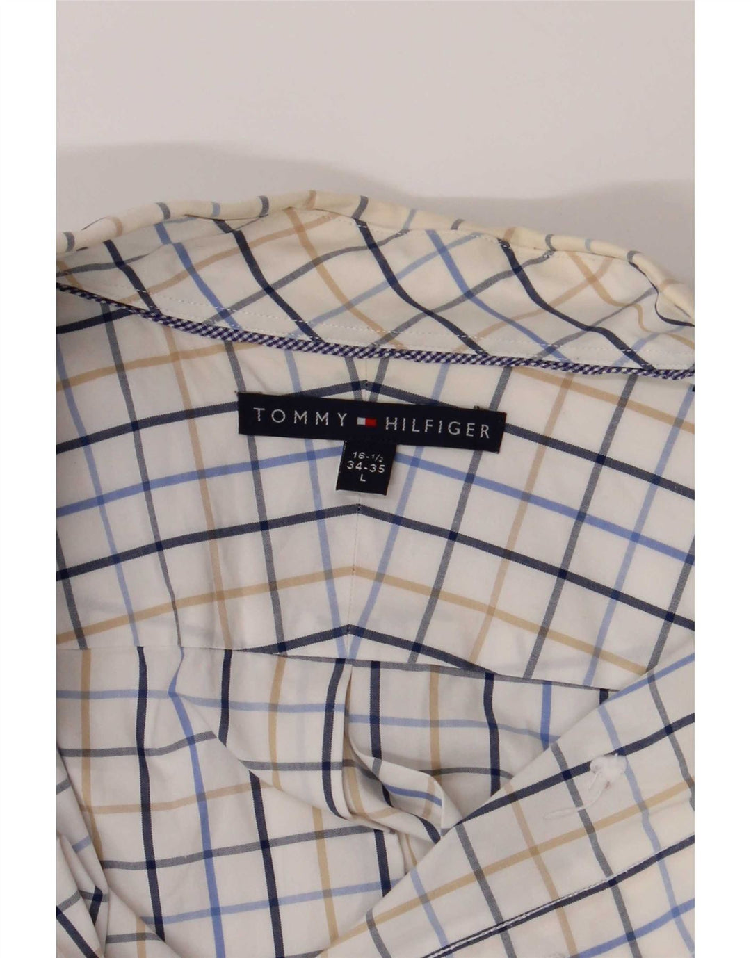 Camisa masculina Tommy Hilfiger tamanho 16 1/2 grande xadrez multicolorido
