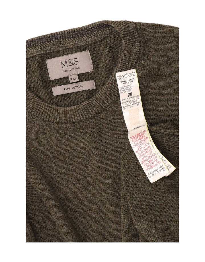 Suéter masculino Marks & Spencer com gola redonda 2XL algodão cáqui