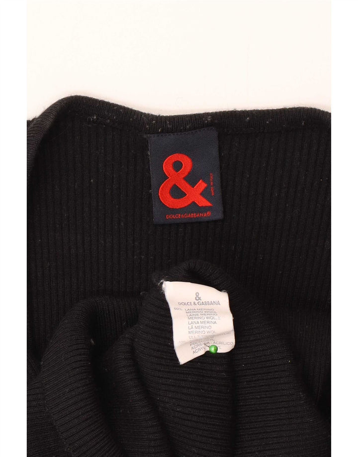 Top feminino Dolce & Gabbana manga comprida IT 46 grande lã merino preta