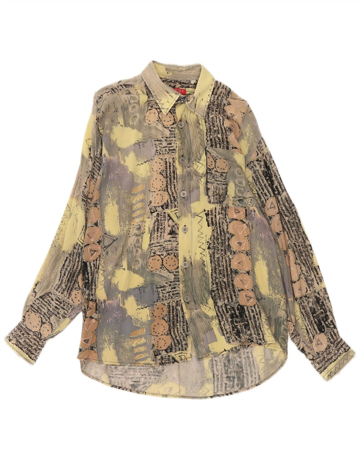Camisa masculina VINTAGE média amarela geométrica