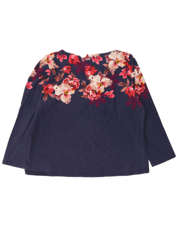 Top feminino Joules manga comprida UK 20 2XL algodão floral azul marinho