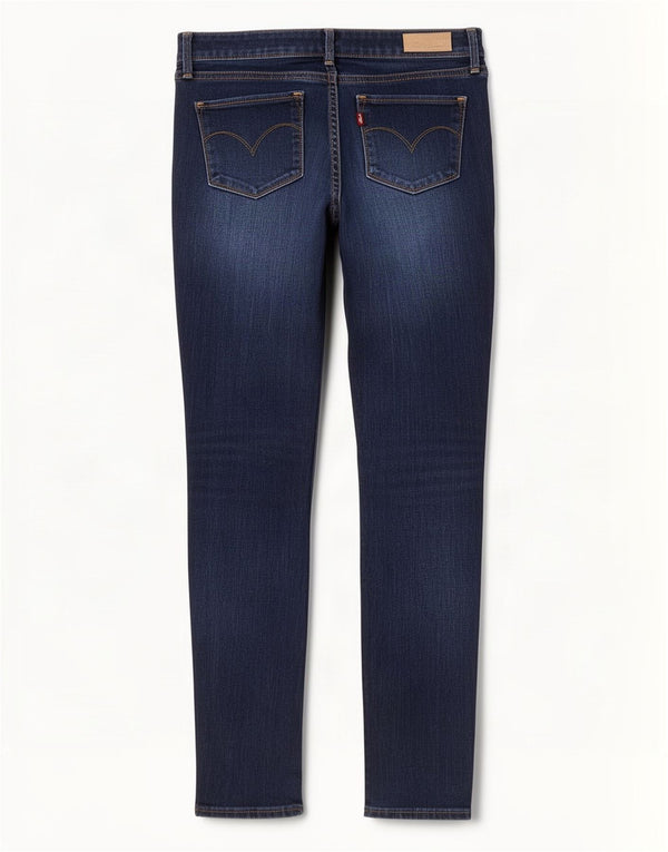 Calça jeans feminina Levi's Bold Curve Modern Rise Skinny W26 L27 Azul Marinho Algodão