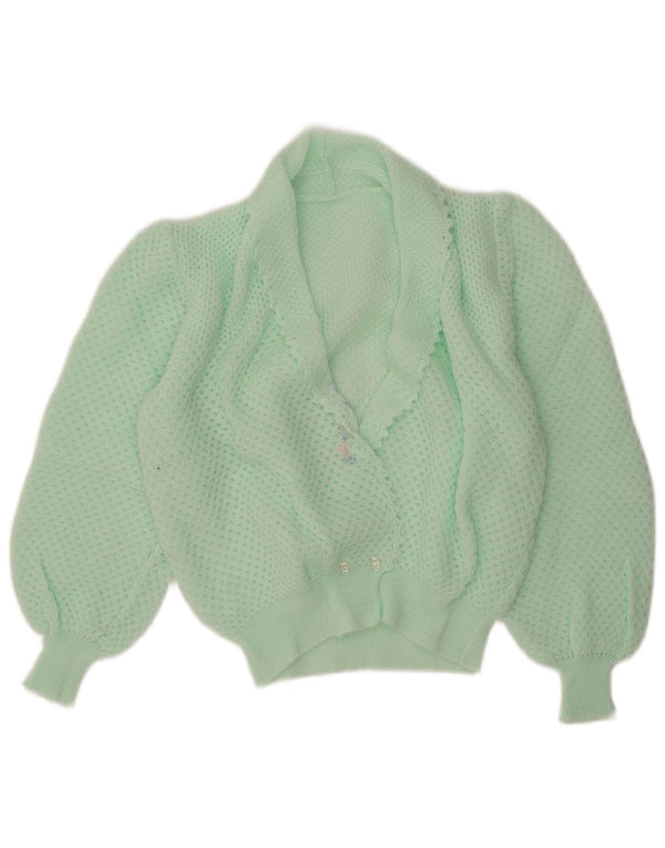 Suéter cardigã feminino vintage UK 14 turquesa médio