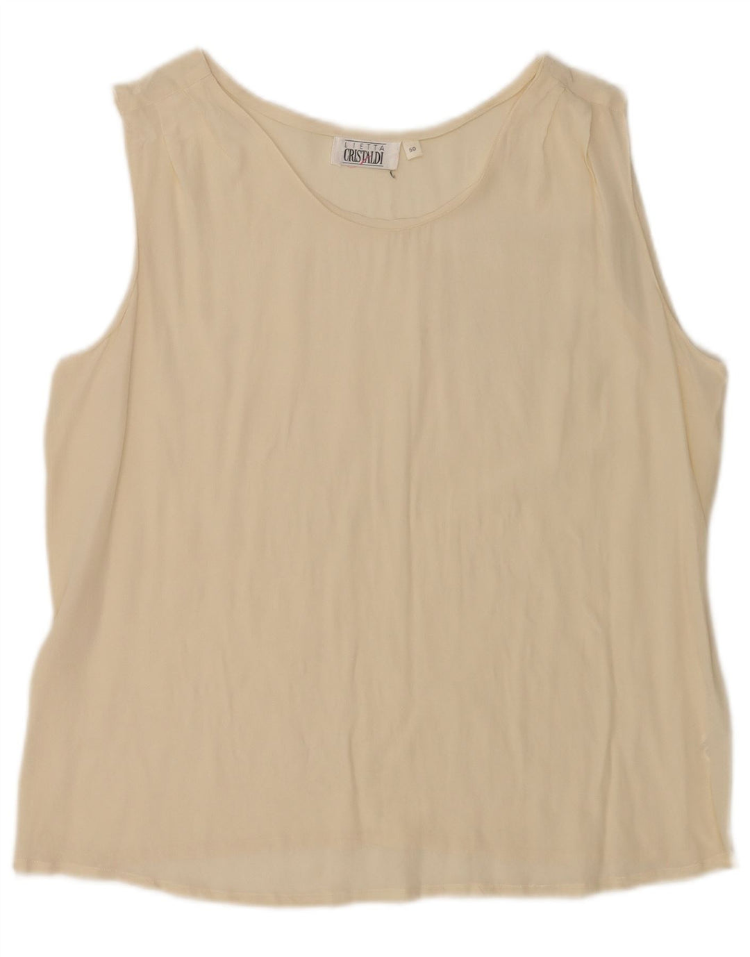 Blusa feminina sem mangas Cristaldi Top IT 50 XL seda bege