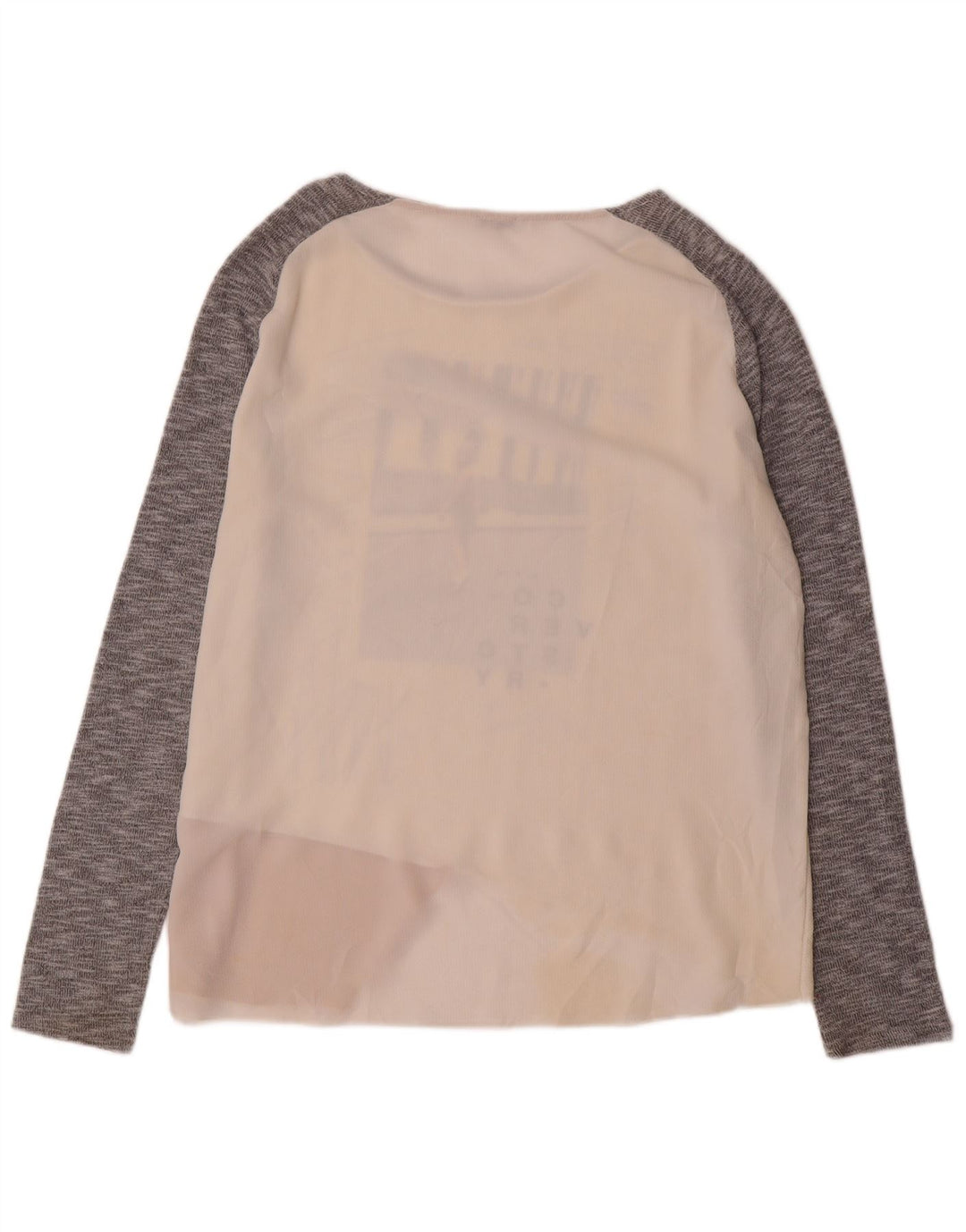 Top gráfico feminino Zara manga comprida UK 16 grande bloco colorido branco