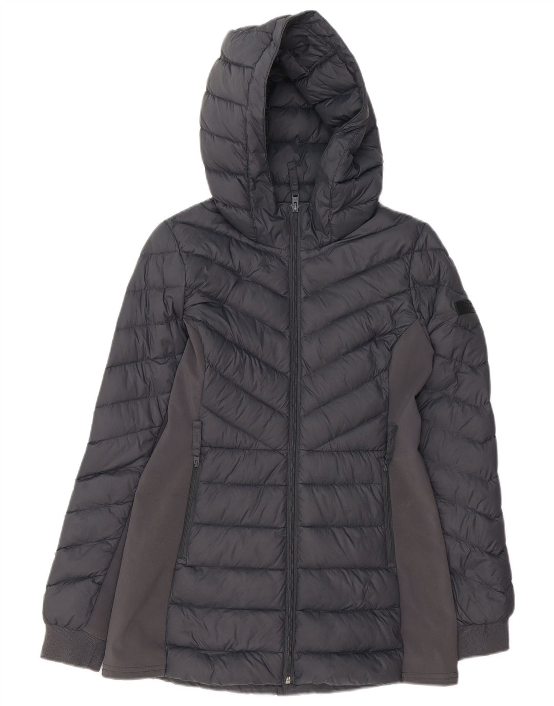 Jaqueta feminina acolchoada com capuz HOLLISTER UK 10 pequena cinza nylon