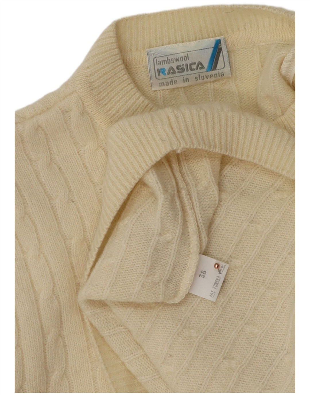 Suéter feminino Rasica com gola redonda EU 38 médio off white lã de cordeiro