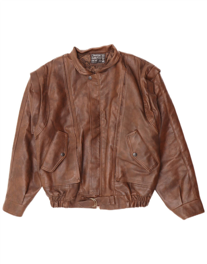 Jaqueta de couro masculina vintage IT 50 grande marrom