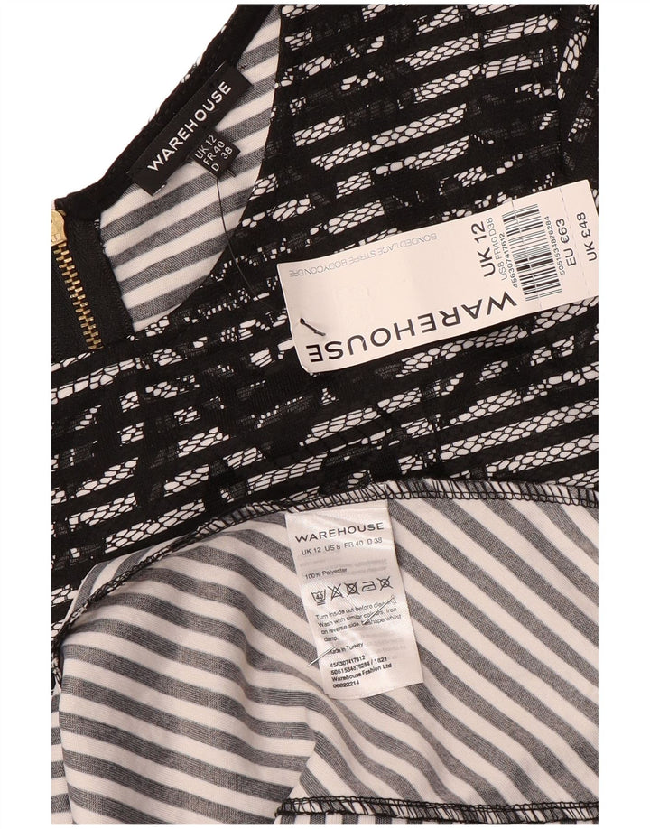 Vestido bodycon feminino Warehouse UK 12 poliéster floral preto médio